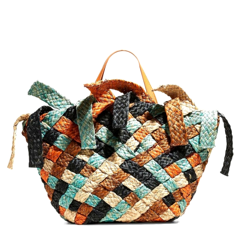 👜👜👜Aranaz Mezcla Multicolor Woven Basket Tote. - Picture 1 of 4